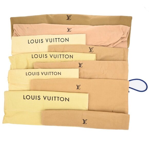 LOUIS VUITTON Logo 10 Set Dust Bag Drawstring Canvas Cotton Beige Brown - Picture 1 of 16